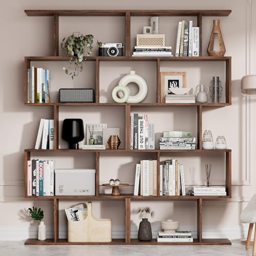 Cozy Castle Set of 2 Geometric Bookcase, S-Shaped Modern Bookshelf, Room Divi...