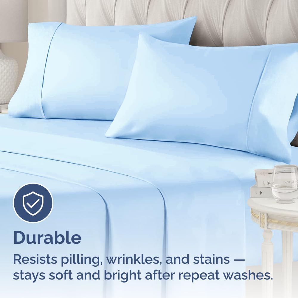 Queen Pillow Cases - 2 Pack - Super Soft Pillowcase Covers - Envelope Enclosure - Hotel Quality Pillow Protectors - Wrinkle Free, Shrink & Stain Resistant - Machine Washable - 20" x 30" (Light Blue)