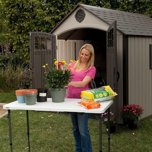 LIFETIME Fold-in-Half Adjustable Folding Table, 4-Foot