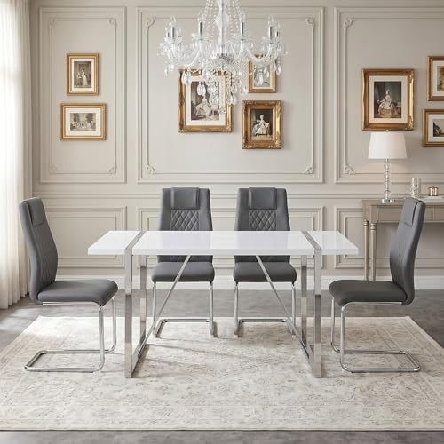 gopop Dining Table Set for 4, Kitchen Table Chairs Set of 4, 5-Piece