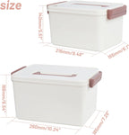 Saim Portable Medicine Storage Box for Home & Travel, First Aid Organizer with Handle, Large Capacity Stackable Container for Medical Supplies and Pills (Creamy White, 6L&10L)