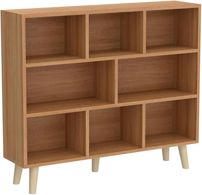 IOTXY Wooden Open Shelf Bookcase - 3-Tier Floor Standing Display Cabinet Rack...