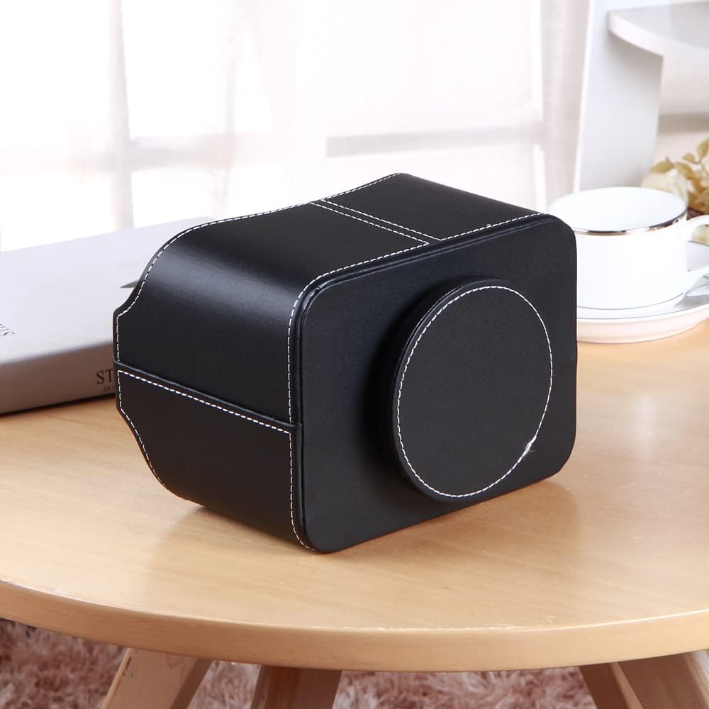 Remote Control Holder 360 Degrees Rotatable Desk Stationery Supply Organizer PU Leather Desktop Storage Box for Controllers Media Bedside Spinning TV Caddy iPad Mobile Pencil Cosmetic