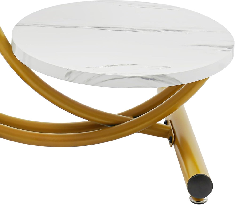Round End Table, 2-Tier Side Table with Storage Shelves, Small Bedside Table ...