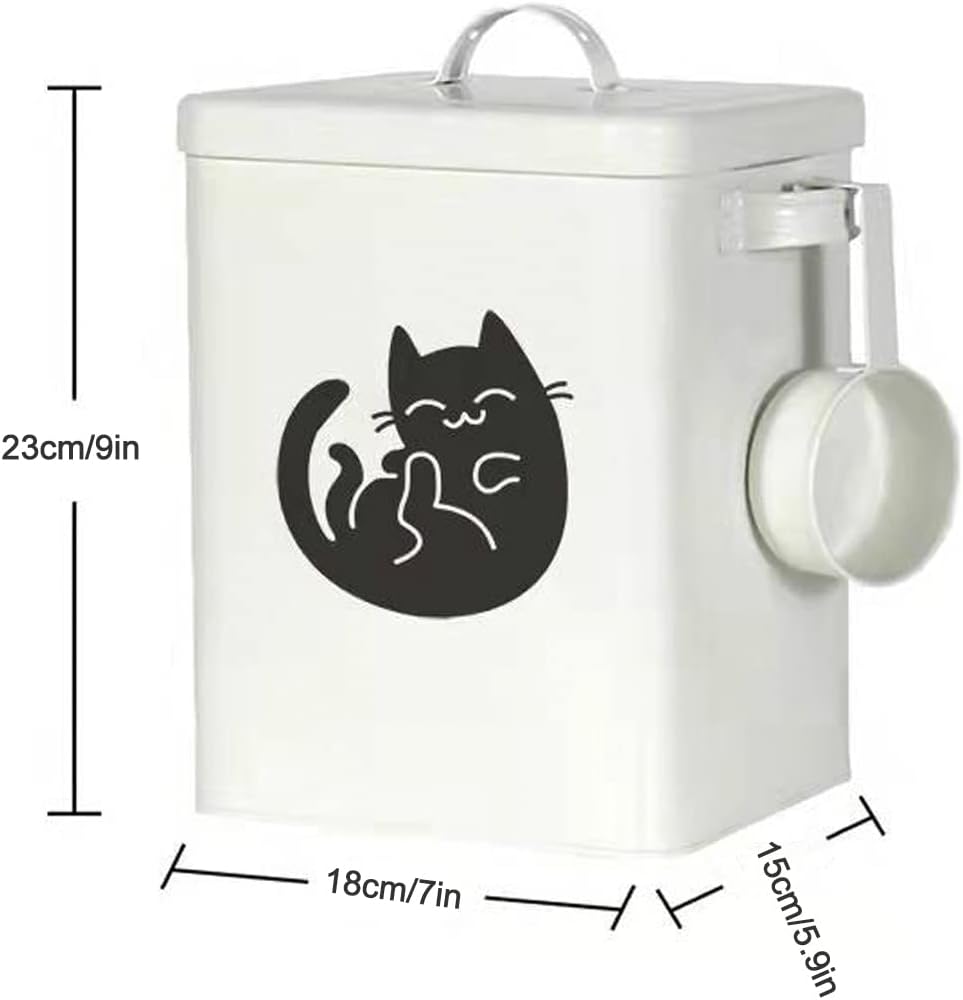 Dog and Cat Food Storage Container 6L, Cute Pet Food Storage Containers with Lids Airtight, Metal Cat Food Bin with Measuring Cup, Durable Airtight Cat Food Container for Pet Owners(#3)