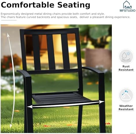 MFSTUDIO Outdoor Table and Chairs Set for 4,37“ Square Metal Table&Chairs