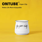 ONTUBE Farmhouse Paper Clip Holders,Ceramic Binder Clip Dispenser Organizer for Desk ,Cute Office Push Pins Holder,12 oz (White)