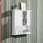 Tangkula Wall Mount Bathroom Cabinet Wooden Medicine Cabinet Storage Organizer with 2-Doors and 1-Shelf Cottage Collection Wall Cabinet (White)