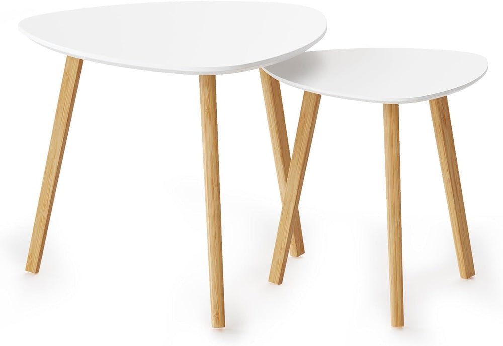 BAMEOS Bamboo Nesting Triangle End Table,Set of 2 Side Table Modern Minimalis...