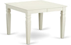 East West Furniture WEIP5-WHI-C 5 Piece Dining Room Table Set Includes a Rectangle Kitchen Table with Butterfly Leaf and 4 Linen Fabric Upholstered Dining Chairs, 42x60 Inch, Linen White