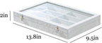 Coward Sunglass Organizer Tray Box, Grey Beige Velvet Eyeglasses Display Tray Case with Transparent Glass Lid for Home Use or Store Shop Selling Show