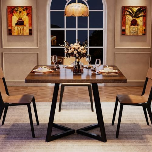 Tribesigns Square Dining Table for 2, 31.5" Industrial Dinner Table with...