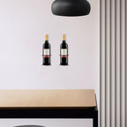 GALPADA Wall Mounted Wine Rack 2-Pack Single Bottle Holder Metal Wine Shelf for Home Bar Kitchen Dining Room Display Storage