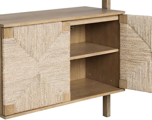 Nathan James Beacon 3-Shelf Solid Wood Bookshelf with Storage Cabinet, Bohemi...