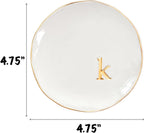 COLLECTIVE HOME - Ceramic Jewelry Tray, Decorative Trinket Dish for Rings Earrings Necklaces Bracelet Watch Keys, Birthday Mother's Day Christmas Gift for Women, 4.75", Glossy (k)