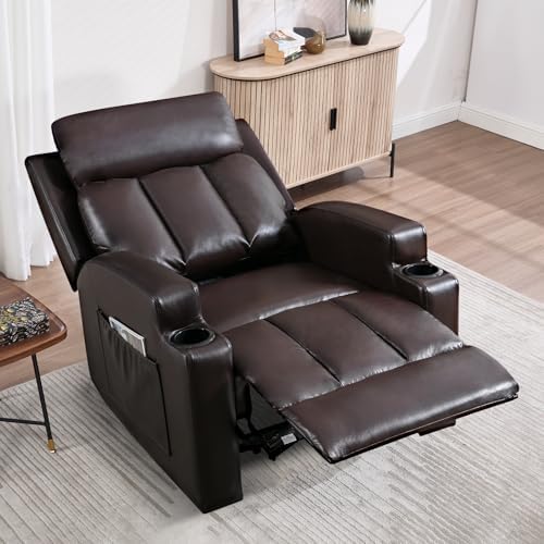 CANMOV Manual Recliner Chair with Massage and Heat,Breathable Leather Recline...