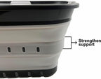SAMMART 42L (11 gallon) Collapsible Plastic Laundry Basket - Foldable Pop Up Storage Container/Organizer - Portable Basket - Space Saving Hamper (Black/Alloy Grey (Set of 2))