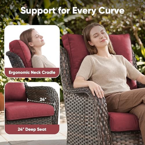 Belord Outdoor Swivel Chairs Set of 2,Patio Wicker Rocker Chairs,All Weather ...