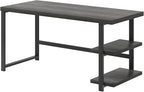 FOLUBAN Home Office Desk, Modern Computer Desk with Storage Shelf, Wood Study Writing Gaming Table for Bedroom Living Room, Industrial Dark Gray, 53 Inch