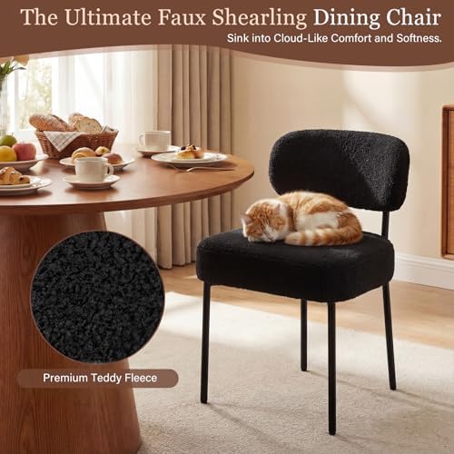 Black Boucle Dining Chairs Set of 4