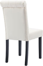 Faux Leather Dining Chairs Set of 8 Upholstered Dining Room Chairs Modern Tufted Accent Chairs Wooden Parsons Side Chairs for Home Kitchen Resturant, (Cream)