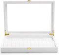 Oirlv White Leather Acrylic Lid Jewelry Necklace Organizer Box Necklace Bracelet Display Holder Case Drawer Insert Women Gift