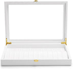 Oirlv White Leather Acrylic Lid Jewelry Necklace Organizer Box Necklace Bracelet Display Holder Case Drawer Insert Women Gift