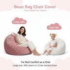 Faux Rabbit Fur Bean Bag Chair Cover Only (No Filler), Stuffed Animal Storage Bean Bag Cover, Ultra‑Soft, Washable, Zippered, Non‑Slip Bottom, Handle,Living Room Furniture for Adults Pink