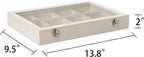 Frebeauty Velvet Jewelry Tray,12 Grid Jewelry Organizer with Clear Lid,Bracelets Holder,Jewelry Display Case with Clasp,Drawer Insert Bangle Brooch,13.8 x 9.5 x 2 Inches,Gift for Women Girls(Beige)