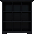Cube Storage Bookcase with Base - Wooden 3 Tiers Floor Standing Open Shelf Cabinet for Home and Office, 9-Cube Lattice Bookshelf, Black