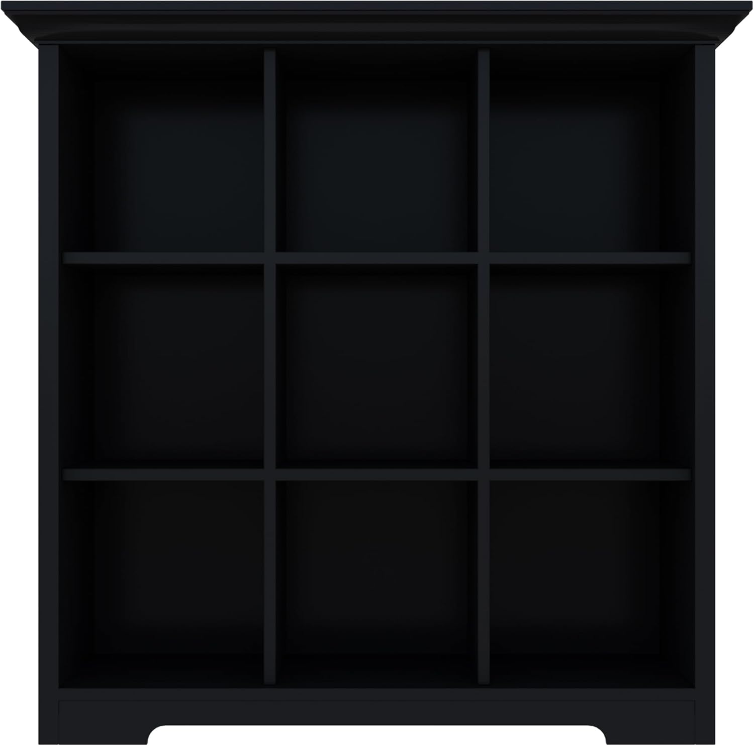 Cube Storage Bookcase with Base - Wooden 3 Tiers Floor Standing Open Shelf Cabinet for Home and Office, 9-Cube Lattice Bookshelf, Black