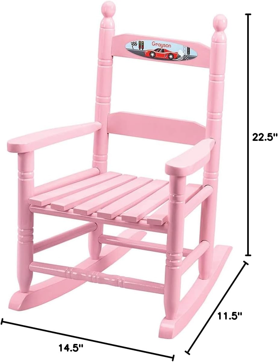 Fox Valley Traders Custom Racecar Children's Rocking Chair, Decor/Pillows | Pink
