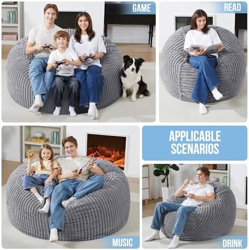 3 FT Bean Bag Chair,3' Big Bean Bag,Large Bean Bag Chairs for Adults | Co...