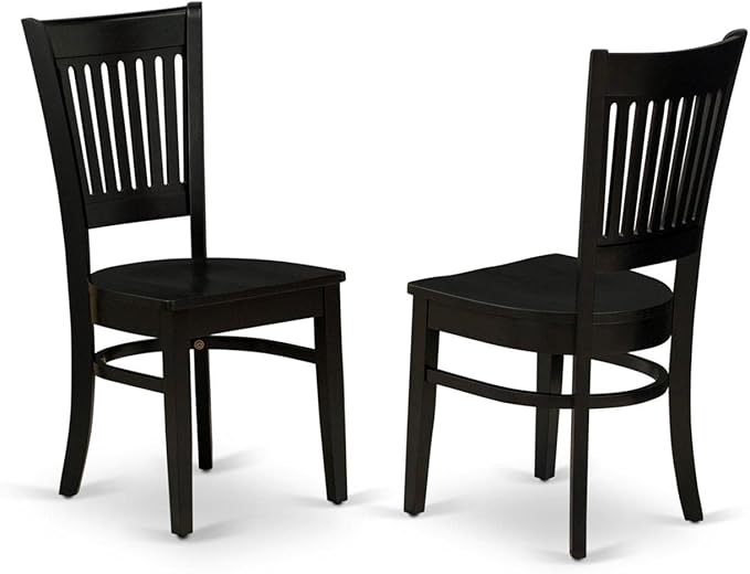 East West Furniture AMVA5-BLK-W 5 Piece Modern Dining Table Set Includes a Round Kitchen Table with Pedestal and 4 Kitchen Dining Chairs, 36x36 Inch, Black