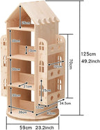 Rotating Bookshelf, 360 Display Floor Standing Bookcase Storage Rack, Wood Storage Organizer for Kids