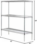 Omega 21" Deep x 42" Wide x 63" High 3 Tier Chrome Starter Shelving Unit