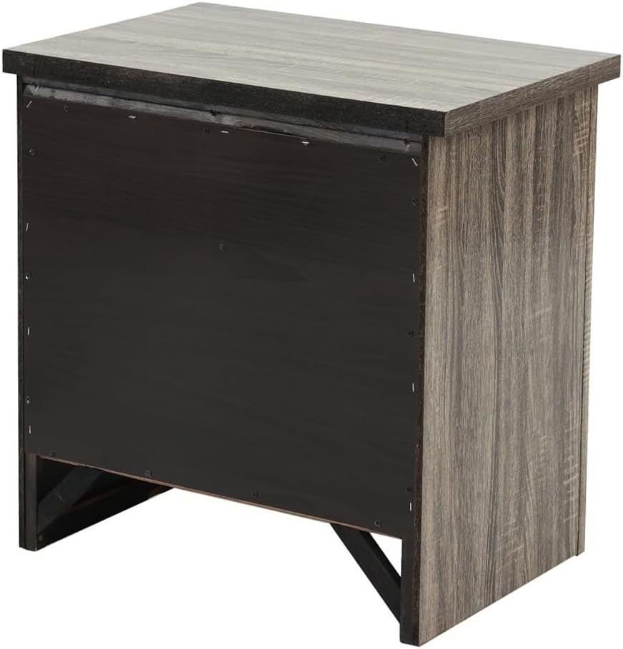 2 Drawers Nightstand in Brown Finish,for Small Spaces