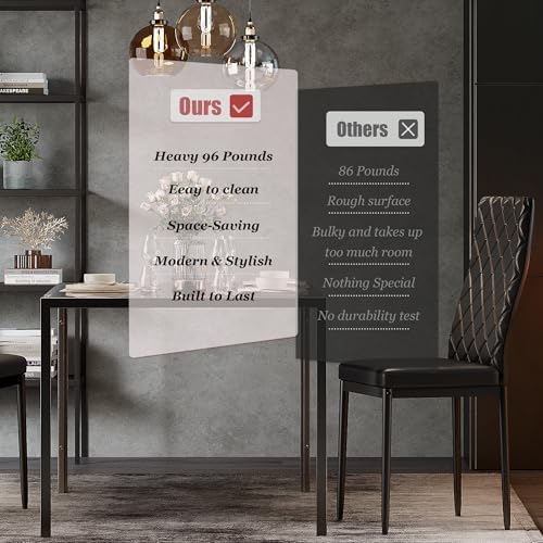 Dining Table Set for 4, Kitchen Table and Chairs Set of 4, 5 Piece Modern Din...