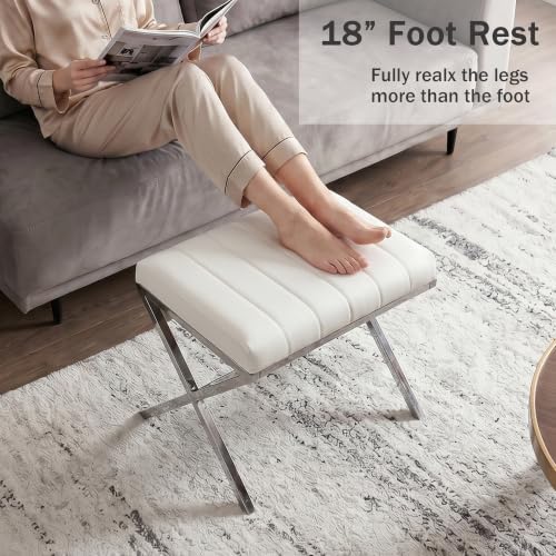 DUHOME Vanity Stool,Modern PU Leather Ottoman Stool Chair for Vanity Bench wi...