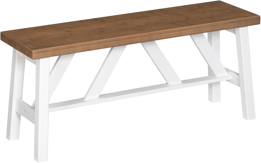 HOOBRO Bamboo Dining Bench, 39.4 inch Farmhouse Kitchen Table Bench, Solid Ba...