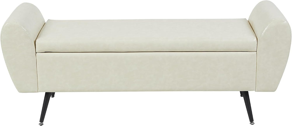 Faux Leather Storage Bench for Bedroom, Extra Long Bench for King Size Bed, M...