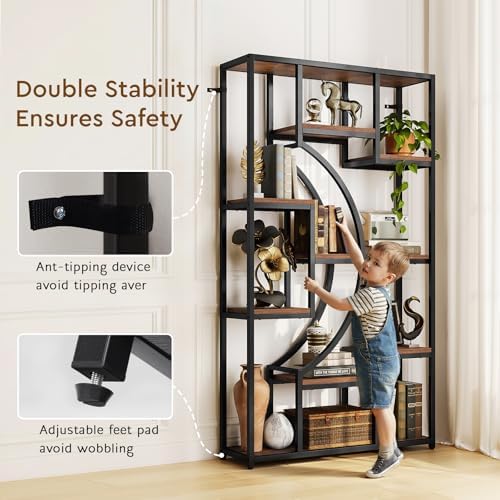 HolliWill 70.8" Tall Bookshelf Set of 2, 79" Wide Geometric Display...