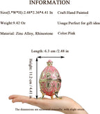 QIFU Hand Painted Pink Easter Egg Style Enamel Trinket Box, Unique Jewelry Box to Store Your Jewelry in Style