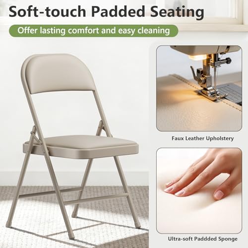 Folding Table and Chairs Set for 4, 4FT Adjustable Height Plastic Folding Tab...