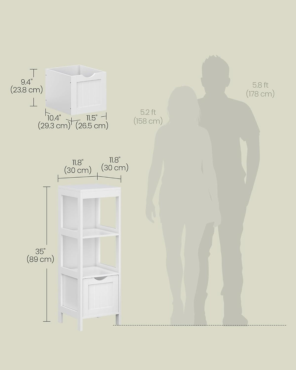 VASAGLE Storage Cabinet, Storage Organizer Rack Stand for Bathroom, Living Ro...