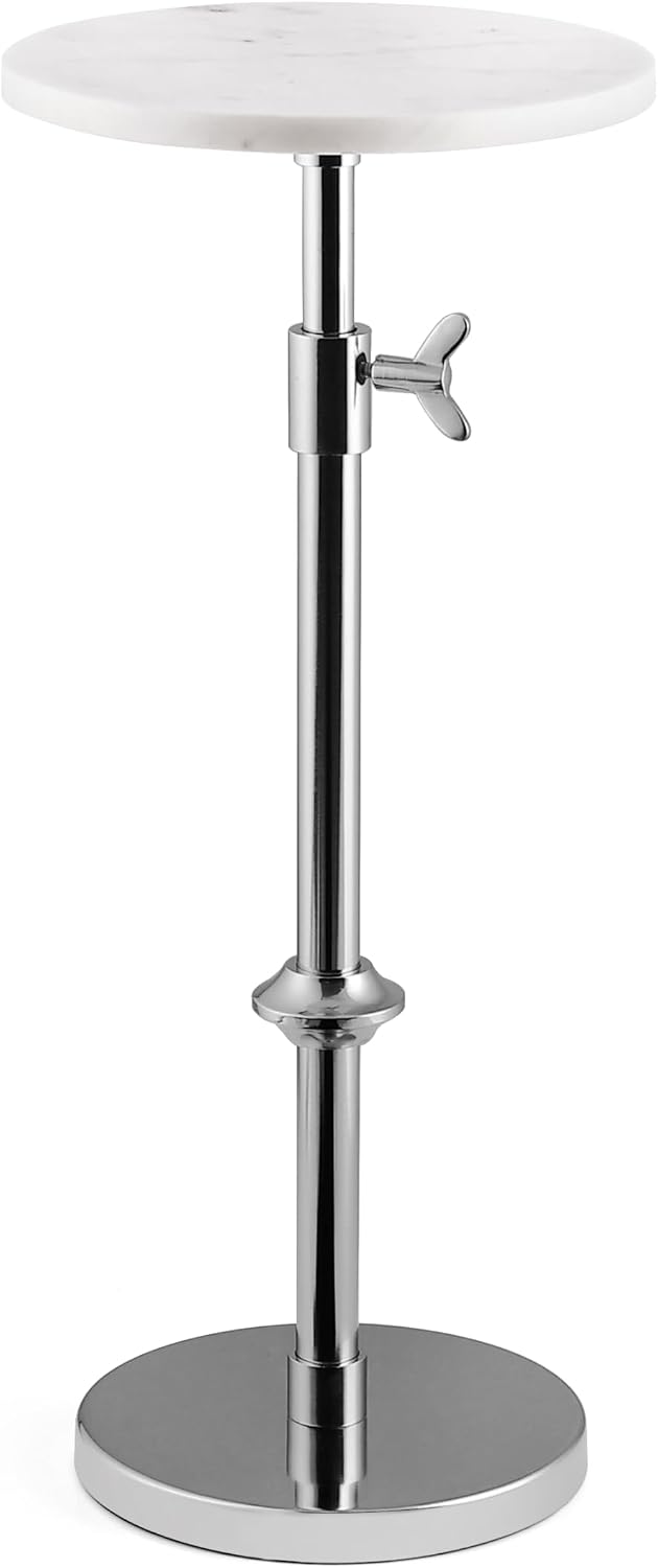 Modern Chrome Side Table Adjustable Height – Polished Chrome Finish Bedside T...