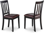 East West Furniture ESAN3-BCH-LC 3 Piece Kitchen Table & Chairs Set Contains a Round Dining Room Table with Pedestal and 2 Faux Leather Upholstered Dining Chairs, 30x30 Inch, Black & Cherry