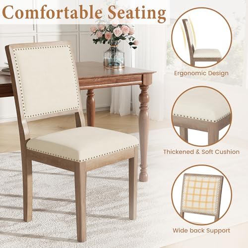 Dining Chair Set of 6, Mid Century Modern Upholstered Dining Room Chairs, Fab...