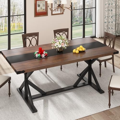 Hlivelood 71 Inch Dining Table for 6 People, Rectangular Kitchen Farmhouse Ta...