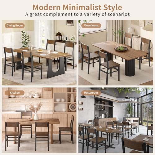 MECHYIN Nut-Brown Dining Chairs Set of 4, Farmhouse Kitchen Room Chairs
